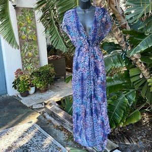 ASOS sheer snake, print, double slit, front dress, or swimsuit cover-up